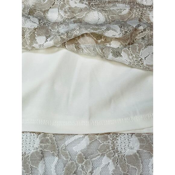 SUSAN GRAVER XXS Ivory White stretch lace peplum short sleeve top blouse NWT B31 - Picture 5 of 10